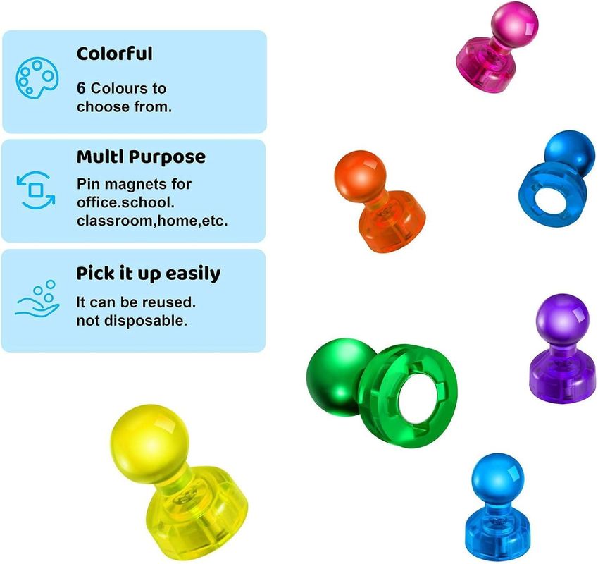 60PCS Colorevoli Strong Magnetic Thumbtacks Magneti da lavagna per l'insegnamento in classe