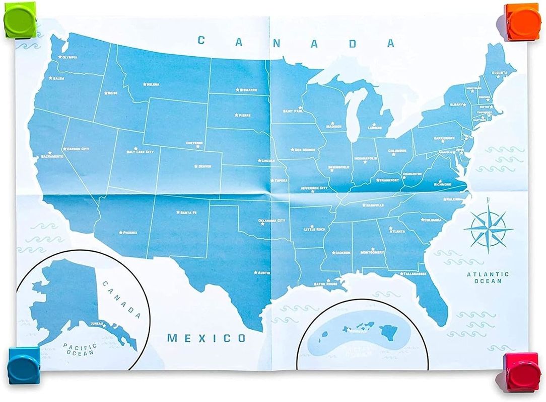 Puzzle magnetico multicolore Mappa degli Stati Uniti con 44 pezzi magnetici