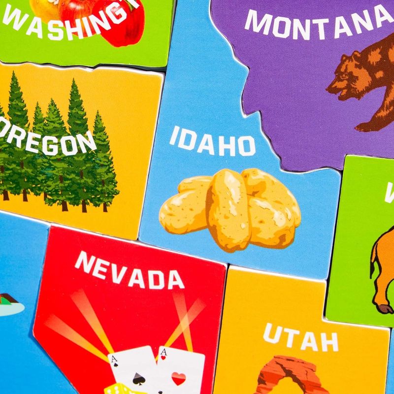 Puzzle magnetico multicolore Mappa degli Stati Uniti con 44 pezzi magnetici