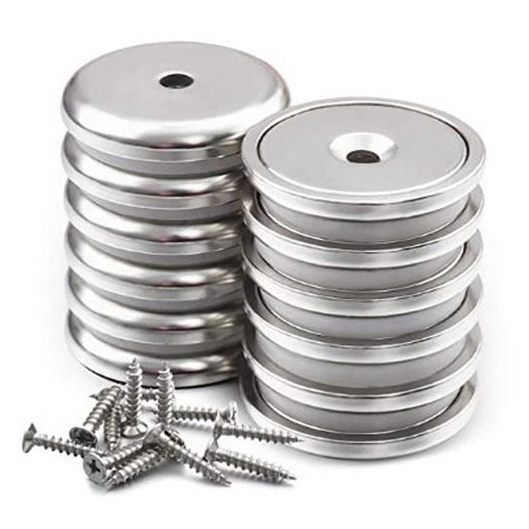 Coppa a base rotonda Magneto di neodimio con buco anti-affondamento e viti inossidabili