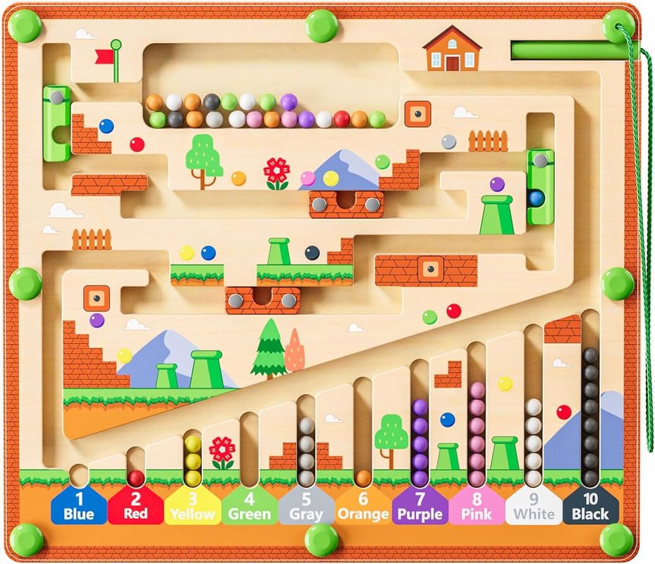 Magnetico Forte Legno Puzzle Tavola Colore E Numero Montessori Labirinto Giocattoli Per Bambini