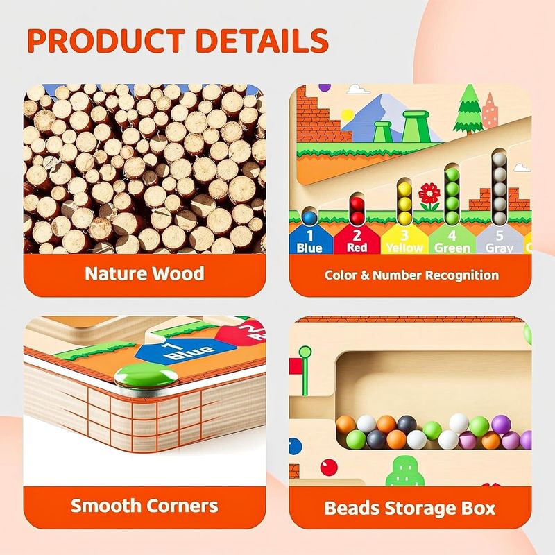 Magnetico Forte Legno Puzzle Tavola Colore E Numero Montessori Labirinto Giocattoli Per Bambini