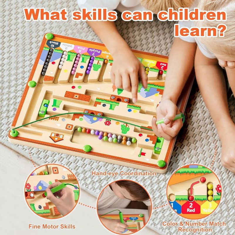 Magnetico Forte Legno Puzzle Tavola Colore E Numero Montessori Labirinto Giocattoli Per Bambini