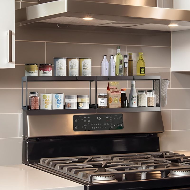 Elegante doppio strato Magnetic Storage Rack Mensola da cucina per la stufa Top Organizer