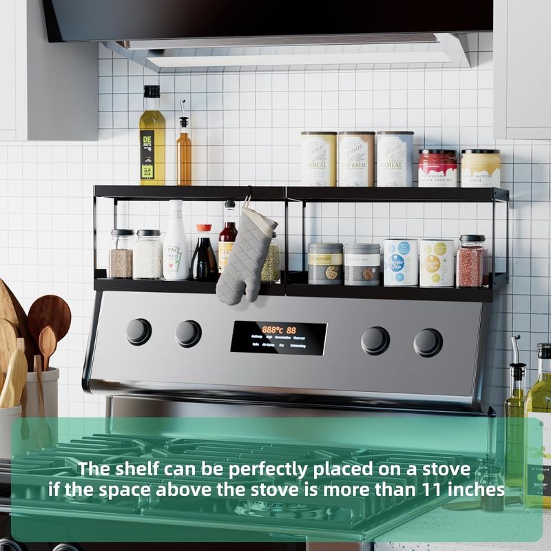Elegante doppio strato Magnetic Storage Rack Mensola da cucina per la stufa Top Organizer