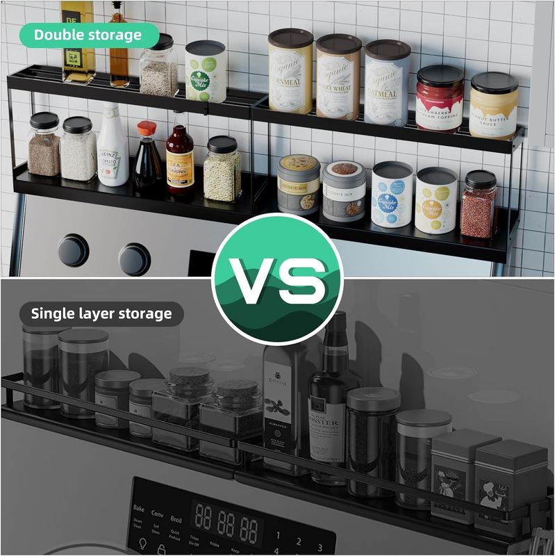 Elegante doppio strato Magnetic Storage Rack Mensola da cucina per la stufa Top Organizer