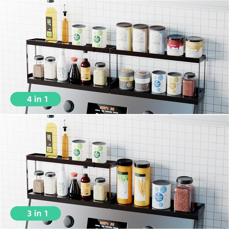Elegante doppio strato Magnetic Storage Rack Mensola da cucina per la stufa Top Organizer