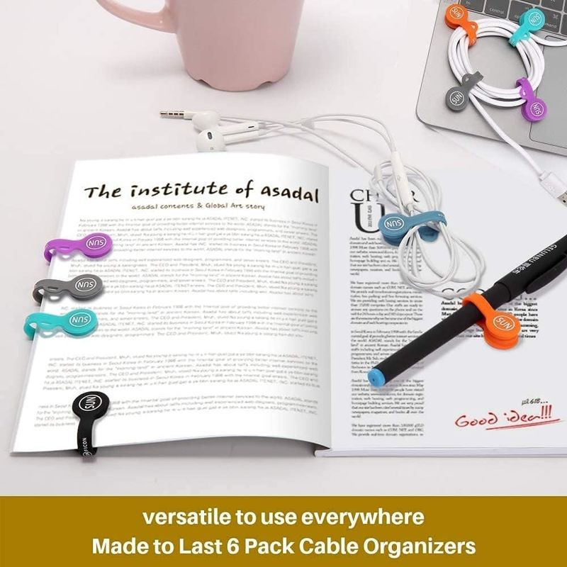 6PCS Organizzatore di cavo magnetico Color Tenitore di cavo per auricolari per Home Office School
