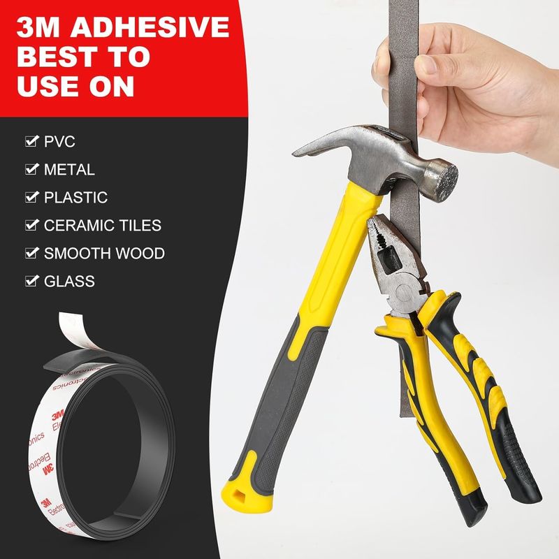 Flessibile Neodimio Magnetic Tape Strips Roll Con Forte 3M Adesivo Sostituzione Per Parete DIY