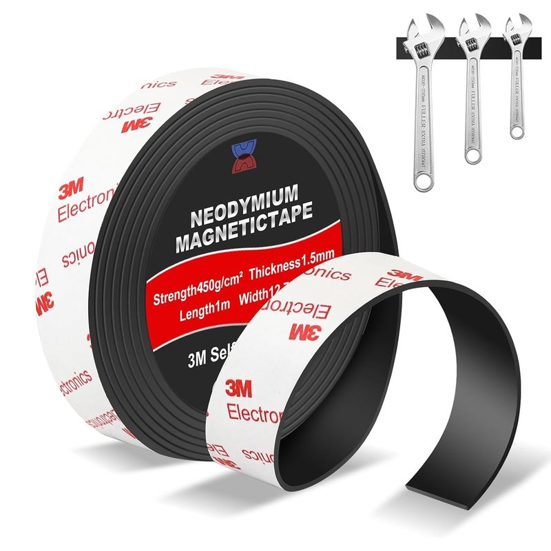 Flessibile Neodimio Magnetic Tape Strips Roll Con Forte 3M Adesivo Sostituzione Per Parete DIY