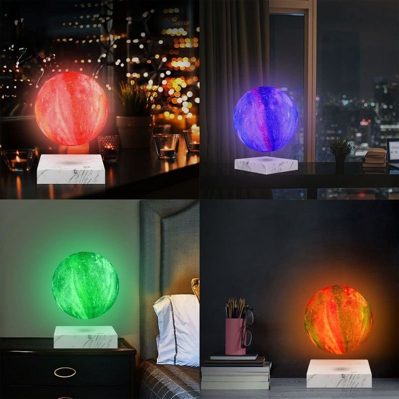Rotation resina lampada di levitazione magnetica Globo lunare galleggiante con 16 colori 3D