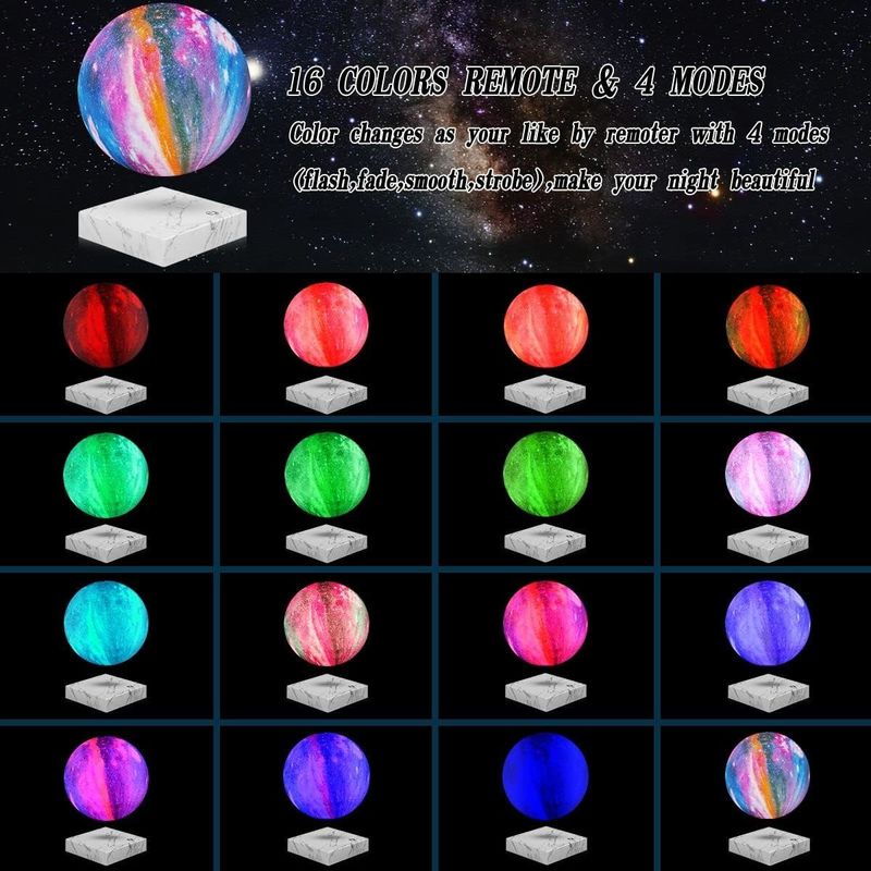 Rotation resina lampada di levitazione magnetica Globo lunare galleggiante con 16 colori 3D