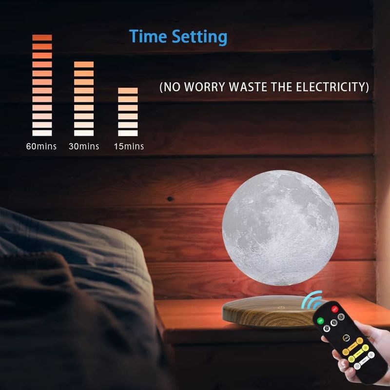 Controllo remoto Lampada di levitazione magnetica 3D Luna galleggiante luce notturna con 3 colori