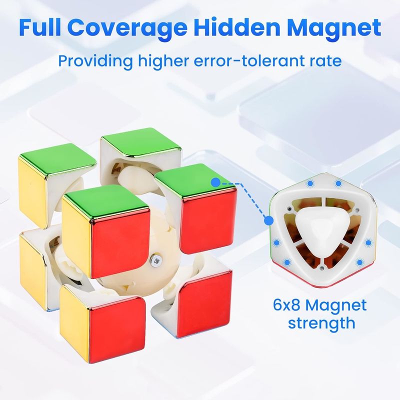ABS Plastica Mini Magnetico Rubik's Cube Specchio Riflettente 2x2 Velocità Cubo Magnetico