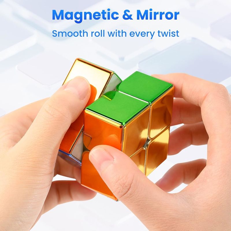 ABS Plastica Mini Magnetico Rubik's Cube Specchio Riflettente 2x2 Velocità Cubo Magnetico