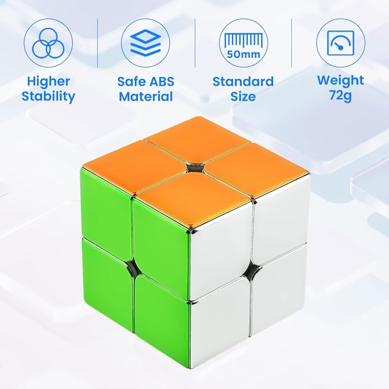 ABS Plastica Mini Magnetico Rubik's Cube Specchio Riflettente 2x2 Velocità Cubo Magnetico