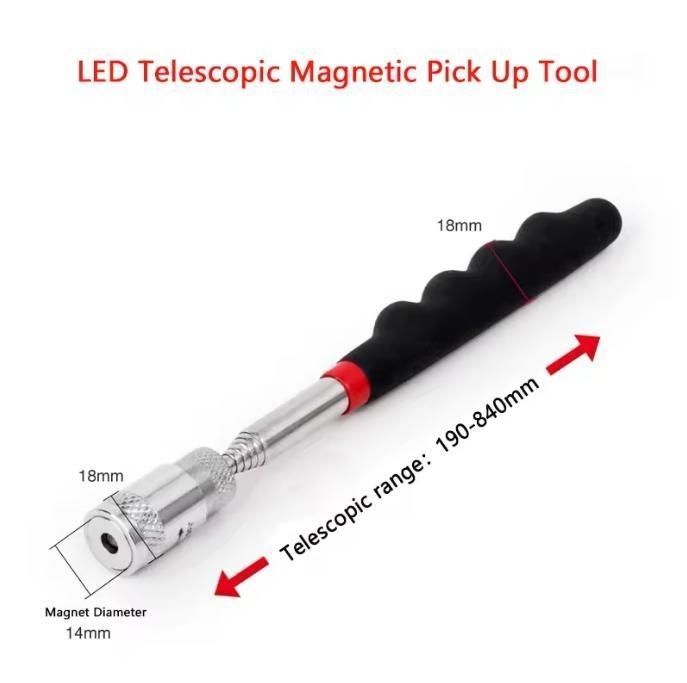 Strumento di raccolta magnetica telescopica a lungo raggio con luce a LED e magnete forte personalizzato
