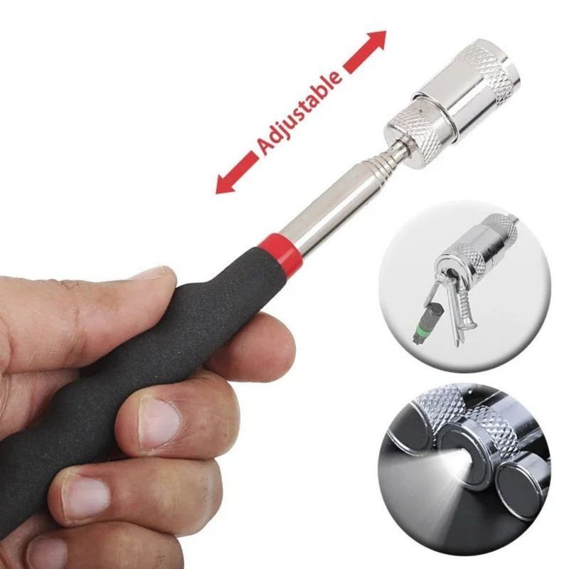 Strumento di raccolta magnetica telescopica standard JIS con luce a LED regolabile per raccogliere viti dadi bullone