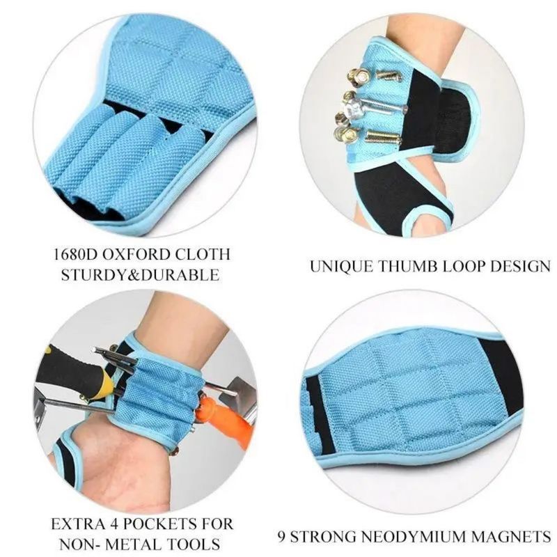 Protezione del lavoro Bracciale magnetico per la presa di viti per la trivellazione di pezzi di foratura Chiodi cinture per il posatore di utensili per polsi