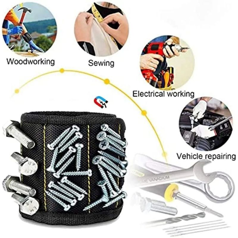 Borsa per utensili multifunzionale di tessuto di nylon braccialetto magnetico portautensili Borsa per utensili per elettricisti