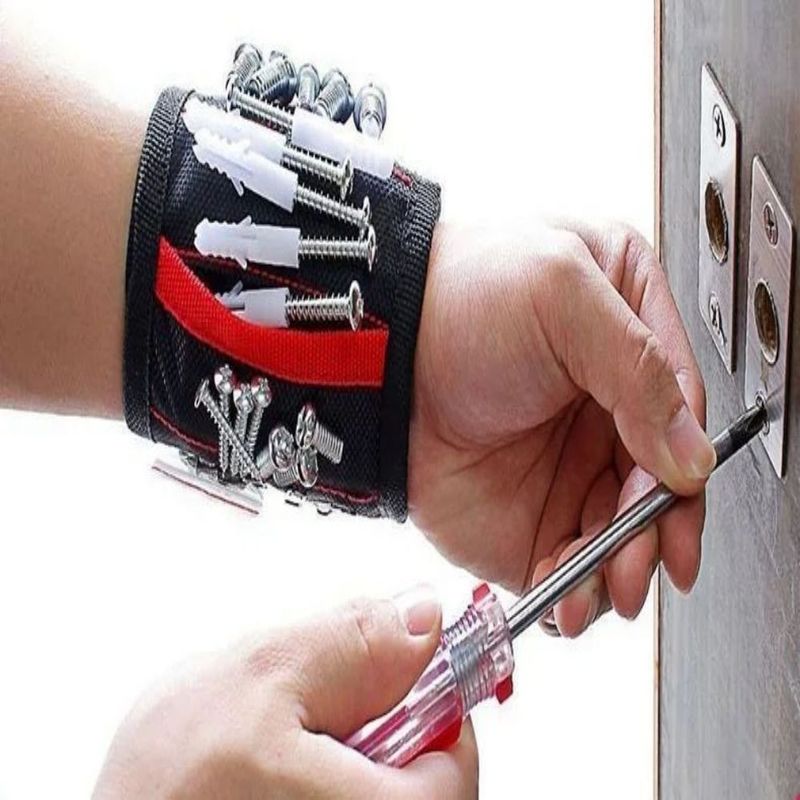 Elettricista cintura regolabile per polso Fascia magnetica forte Borsa utensili portatile con viti personalizzate Pacchetto Dimensione 5.00cm * 4.00cm * 3.00cm