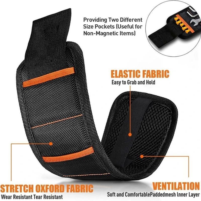 Fascio magnetico forte Borsa per attrezzi portatile Elettricista cintura regolabile per polso viti Chiodi di metallo piccoli bulloni