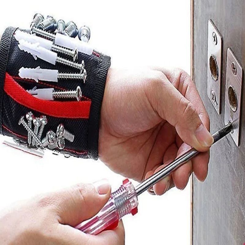 Braccialetto magnetico ecologico con magneti forti e attrezzo telescopico per tenere le viti nei progetti di lavorazione del legno