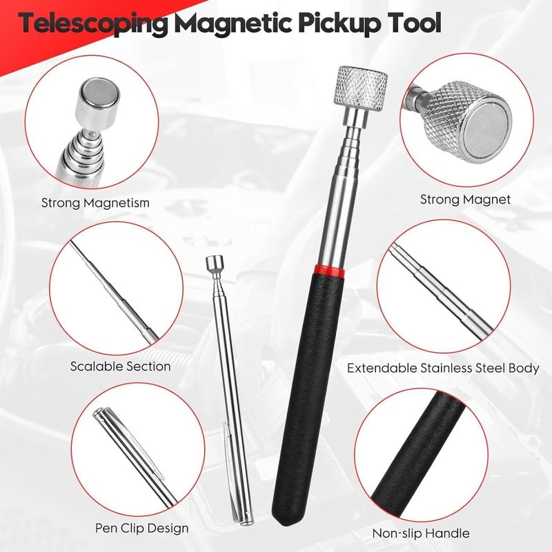 Telescopio specchio di ispezione kit di attrezzature di raccolta magnetica con luce a LED per la riparazione di auto