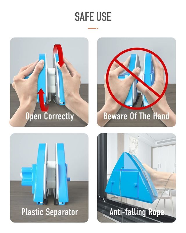 Dispositivi per la pulizia con spazzolino di vetro a doppia finestra magnetica regolabile Dispositivi per la pulizia con spazzolino